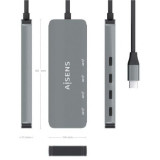 Hub USB Tipo-C Aisens A109-0695/ 4xUSB Tipo-C/ Gris