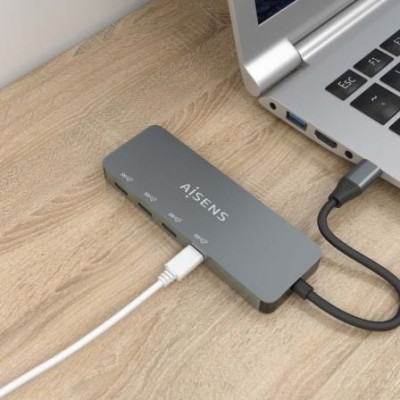 Hub USB Tipo-C Aisens A109-0695/ 4xUSB Tipo-C/ Gris