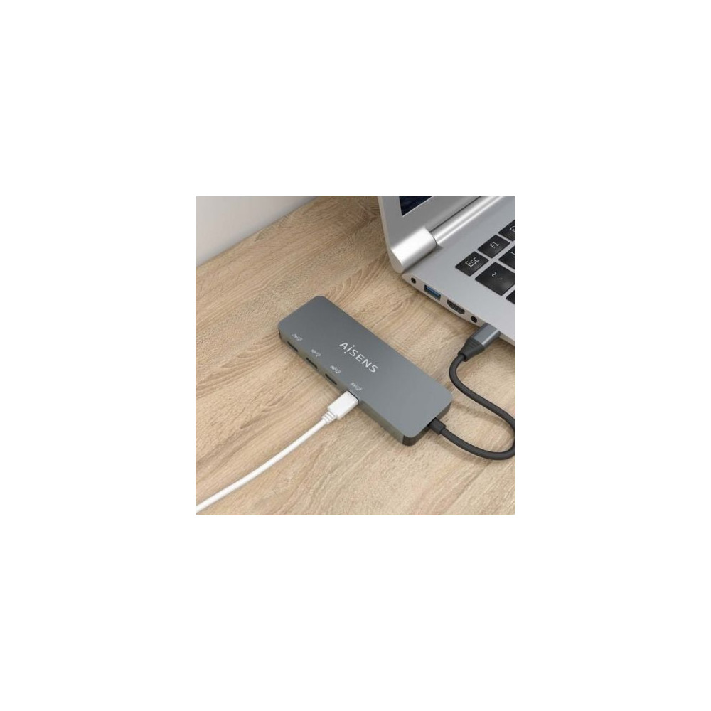 Hub USB Tipo-C Aisens A109-0695/ 4xUSB Tipo-C/ Gris