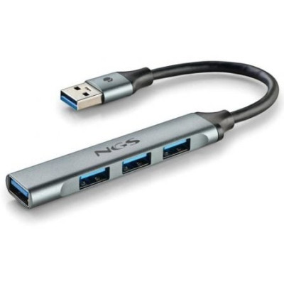 Hub USB NGS IHUB4 Micro/ 4xUSB/ Gris