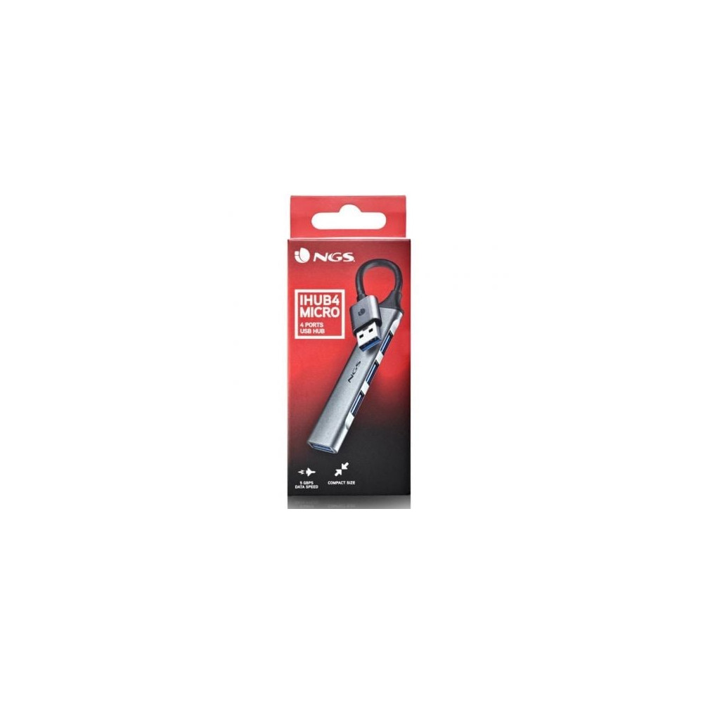 Hub USB NGS IHUB4 Micro/ 4xUSB/ Gris