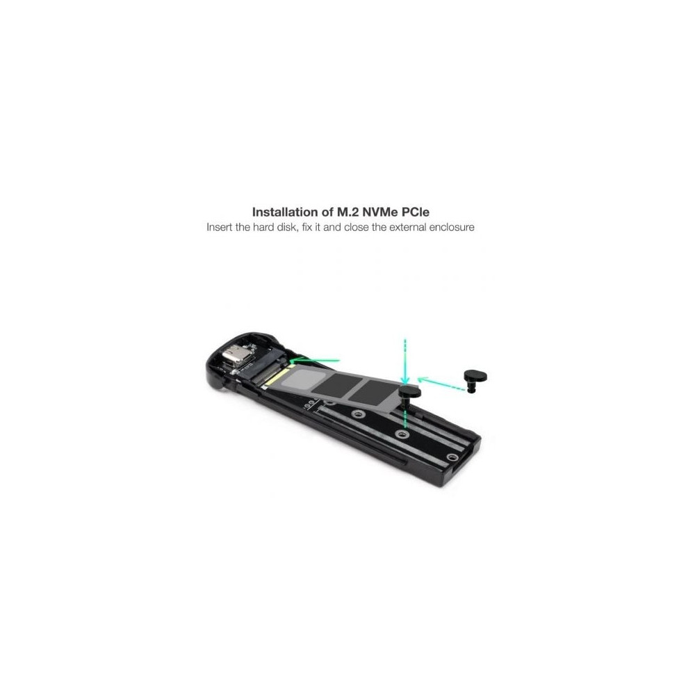 Caja Externa para Disco SSD M.2 NVMe TooQ TQE-2201BL/ USB 3.1 Gen1/ Sin tornillos