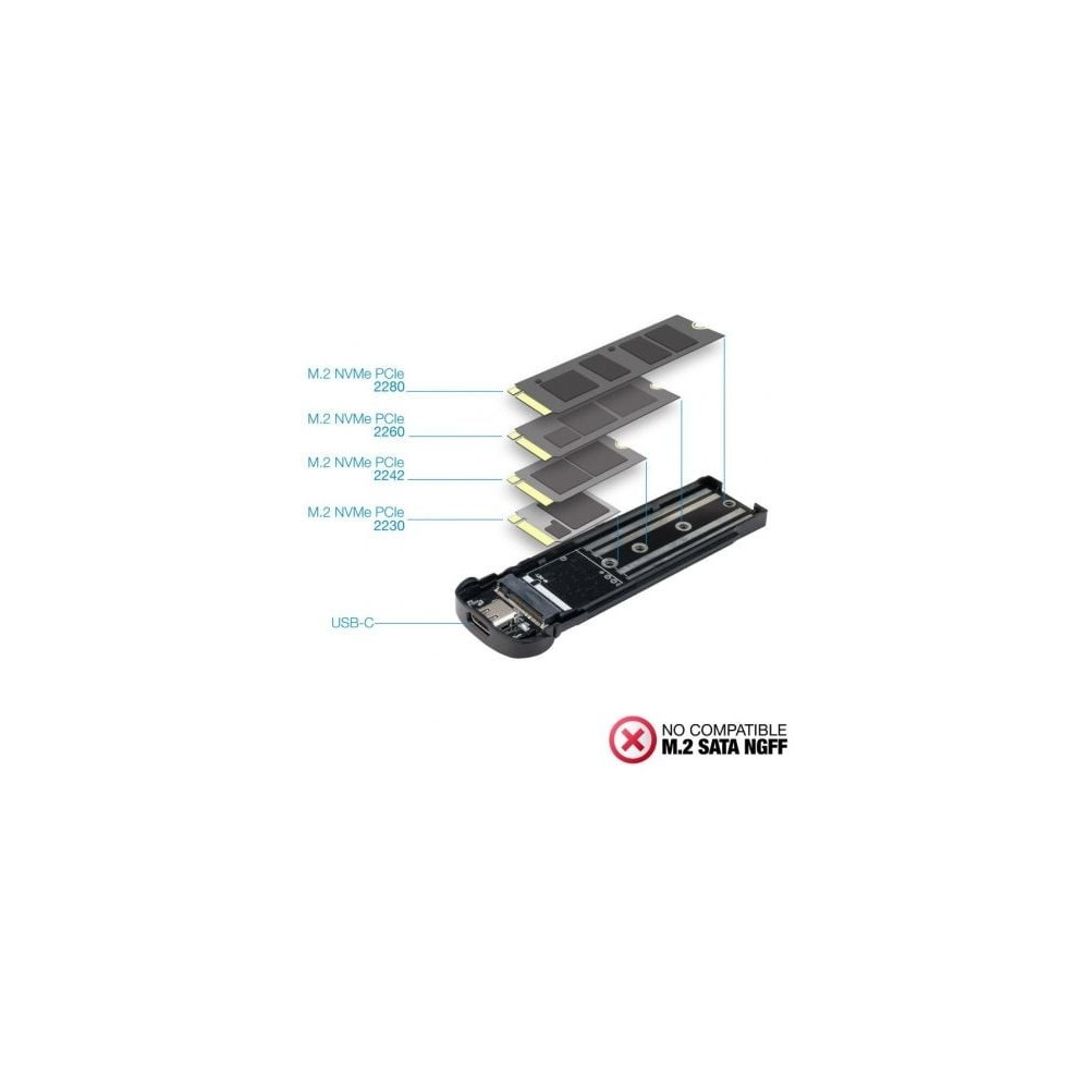 Caja Externa para Disco SSD M.2 NVMe TooQ TQE-2201BL/ USB 3.1 Gen1/ Sin tornillos