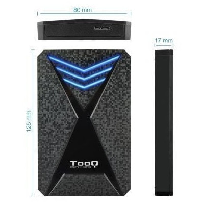 Caja Externa Gaming para Disco Duro de 2.5' TooQ TQE-2550BL/ USB 3.1/ Sin tornillos