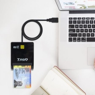 Lector de DNI TooQ TQR-210B/ USB 2.0/ Negro