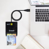 Lector de DNI TooQ TQR-210B/ USB 2.0/ Negro