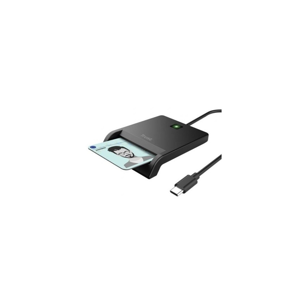 Lector de Tarjetas Inteligentes Trust Primo 26253/ USB Tipo-C/ Negro
