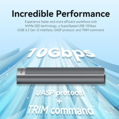 Caja Externa para Disco SSD M.2 NVMe Vention KPKH0/ USB Tipo-C 3.1/ Sin tornillos
