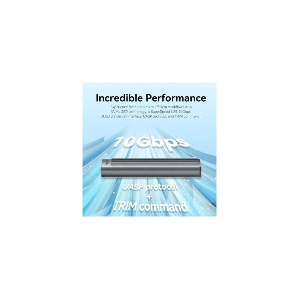 Caja Externa para Disco SSD M.2 NVMe Vention KPKH0/ USB Tipo-C 3.1/ Sin tornillos