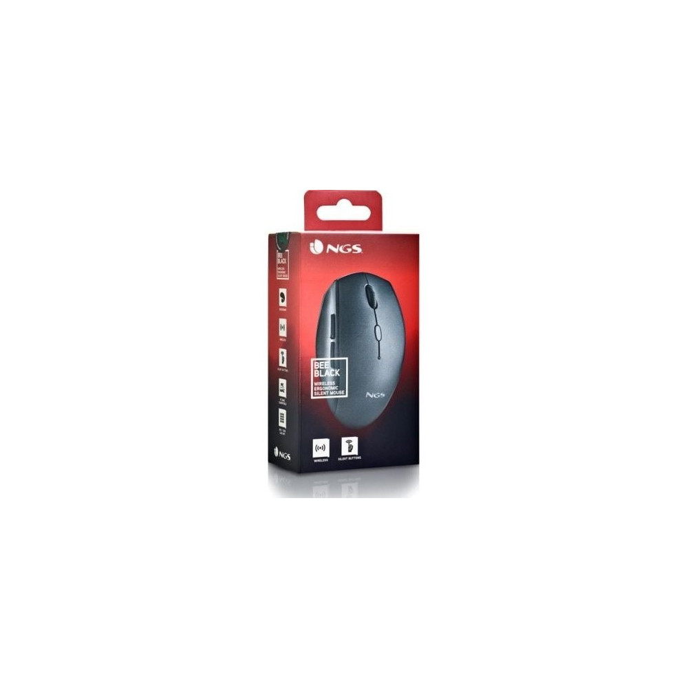 Ratón Inalámbrico NGS Bee Black/ Hasta 1600 DPI