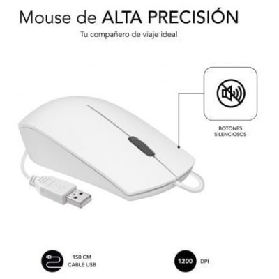 Ratón Subblim Business Silencioso/ Hasta 1200 DPI/ Blanco