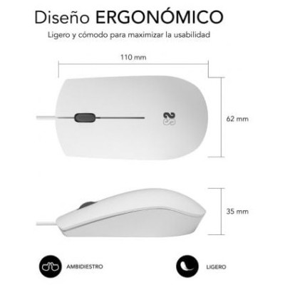 Ratón Subblim Business Silencioso/ Hasta 1200 DPI/ Blanco