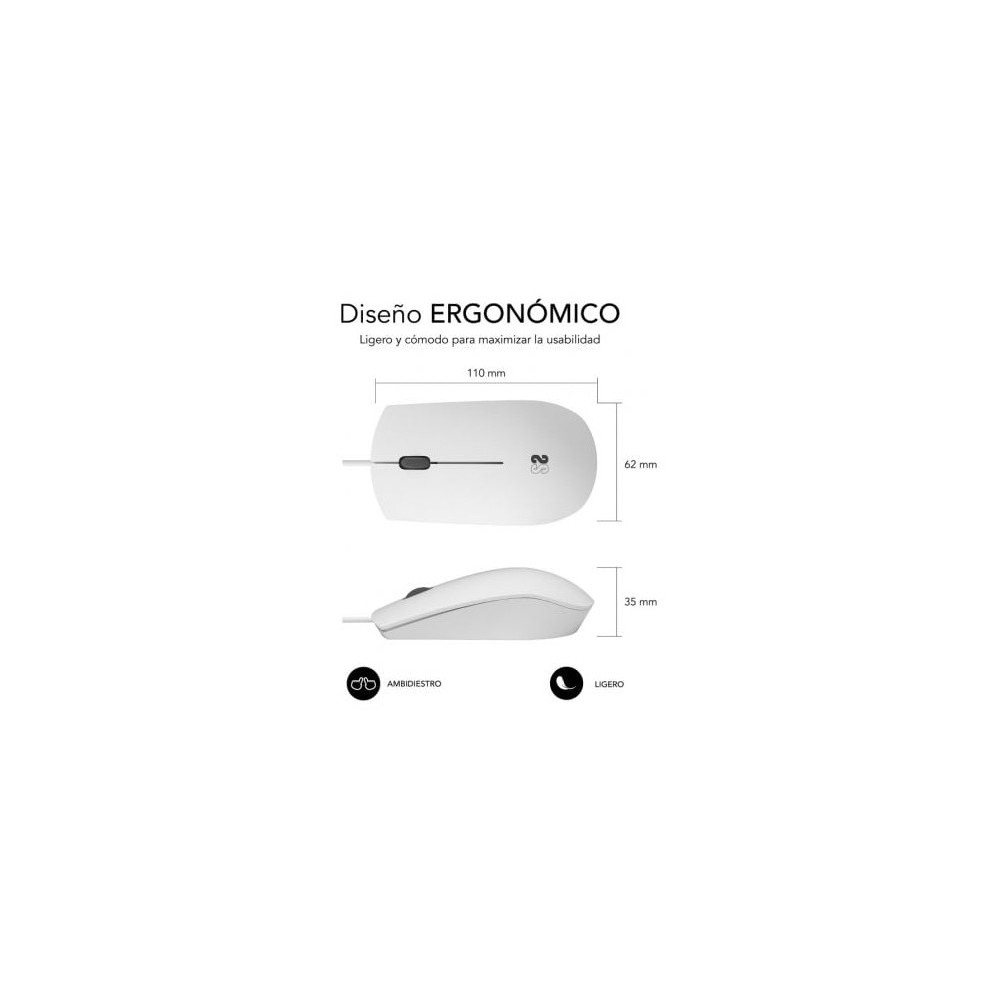 Ratón Subblim Business Silencioso/ Hasta 1200 DPI/ Blanco