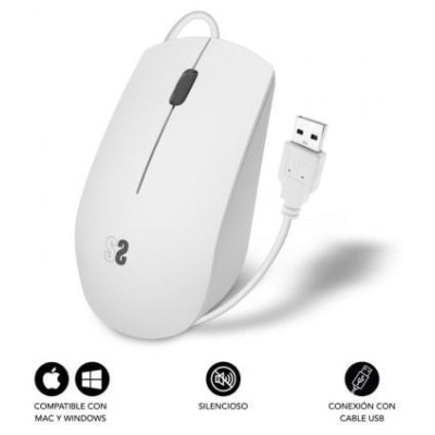 Ratón Subblim Business Silencioso/ Hasta 1200 DPI/ Blanco
