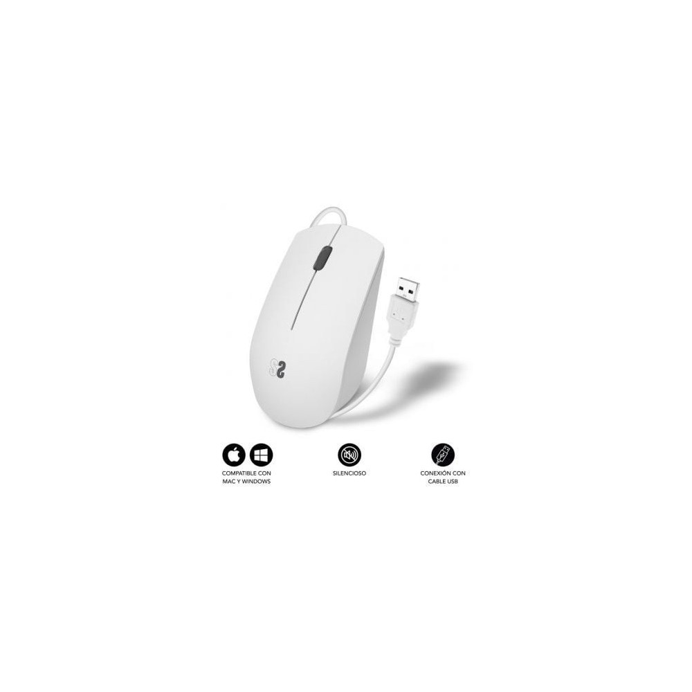 Ratón Subblim Business Silencioso/ Hasta 1200 DPI/ Blanco