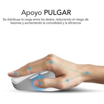 Ratón Ergonómico Inalámbrico Subblim Comfort Ergo Dual Battery/ Batería recargable/ Hasta 2400 DPI/ Blanco