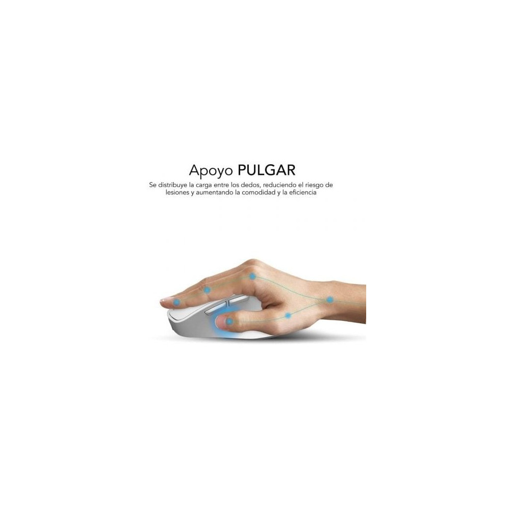Ratón Ergonómico Inalámbrico Subblim Comfort Ergo Dual Battery/ Batería recargable/ Hasta 2400 DPI/ Blanco