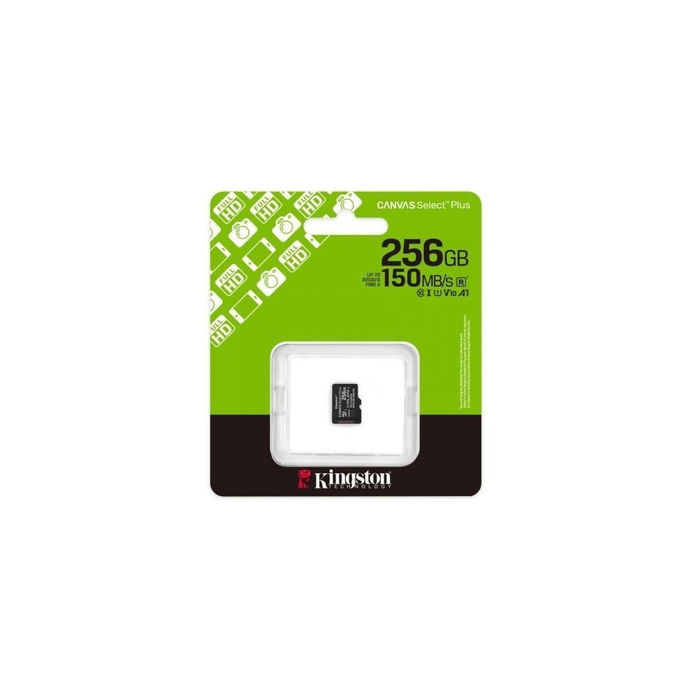 Tarjeta de Memoria Kingston CANVAS Select Plus 256GB microSD XC/ Clase 10/ 150MBs