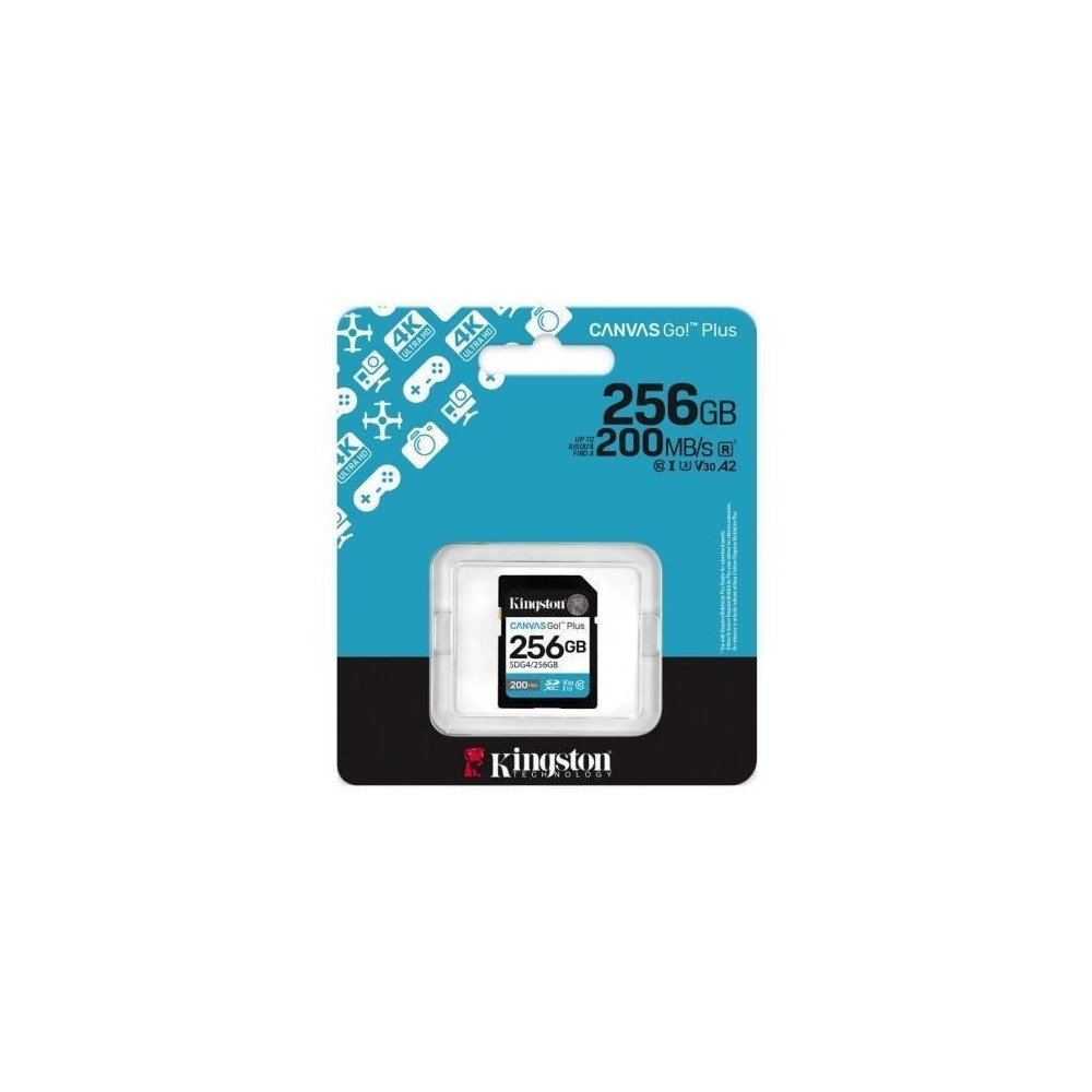 Tarjeta de Memoria Kingston CANVAS Go! Plus 256GB SD XC/ Clase 10/ 200MBs