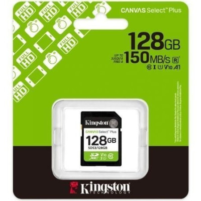 Tarjeta de Memoria Kingston CANVAS Select Plus 128GB SD XC/ Clase 10/ 150MBs