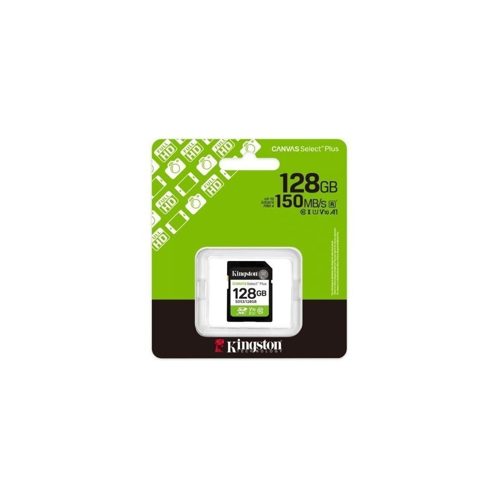 Tarjeta de Memoria Kingston CANVAS Select Plus 128GB SD XC/ Clase 10/ 150MBs