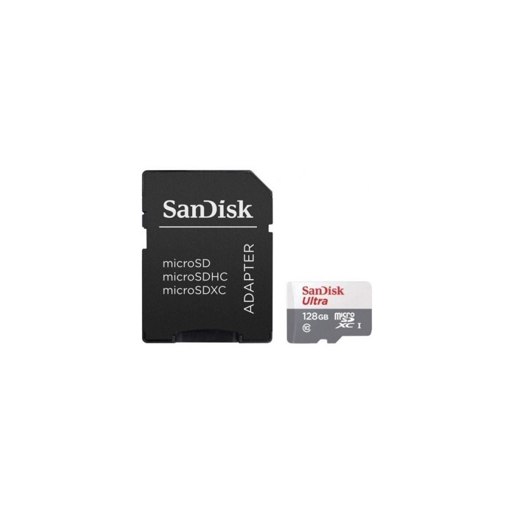 Tarjeta de Memoria SanDisk Ultra 128GB microSD XC con Adaptador/ Clase 10/ 80MB/s