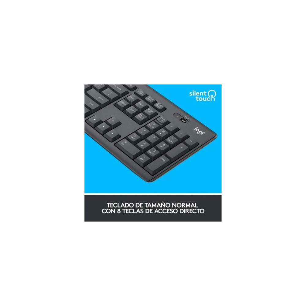Teclado y Ratón Inalámbricos Logitech Silent Touch MK295/ Grafito
