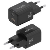 Cargador de Pared GaN Aisens ASCH-30W2P021-BK/ 1xUSB Tipo-C/ 1xUSB/ 30W