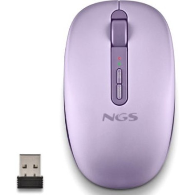 Ratón Ergonómico Inalámbrico NGS Fog Dual FOGDUALPURPLE Silencioso/ Hasta 1600 DPI/ Púrpura