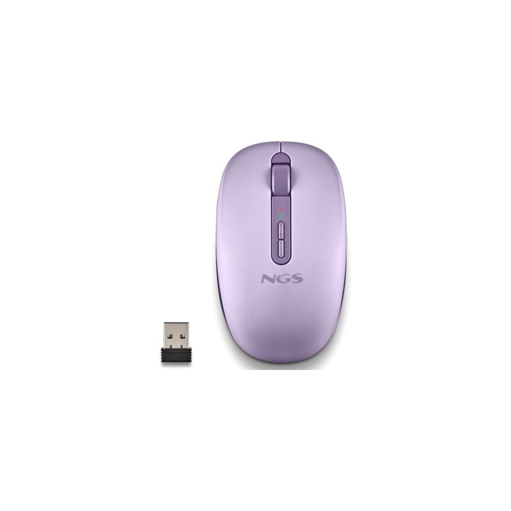 Ratón Ergonómico Inalámbrico NGS Fog Dual FOGDUALPURPLE Silencioso/ Hasta 1600 DPI/ Púrpura