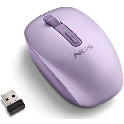 Ratón Ergonómico Inalámbrico NGS Fog Dual FOGDUALPURPLE Silencioso/ Hasta 1600 DPI/ Púrpura