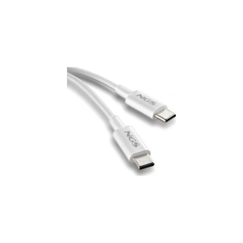 Cable USB 2.0 Tipo-C NGS ZYRO 60W-1/ USB Tipo-C Macho - USB Tipo-C Macho/ Hasta 60W/ 480Mbps/ 1m/ Blanco