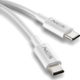 Cable USB 2.0 Tipo-C NGS ZYRO 60W-1/ USB Tipo-C Macho - USB Tipo-C Macho/ Hasta 60W/ 480Mbps/ 1m/ Blanco