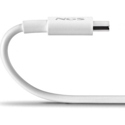 Cable USB 2.0 Tipo-C NGS ZYRO 60W-1/ USB Tipo-C Macho - USB Tipo-C Macho/ Hasta 60W/ 480Mbps/ 1m/ Blanco