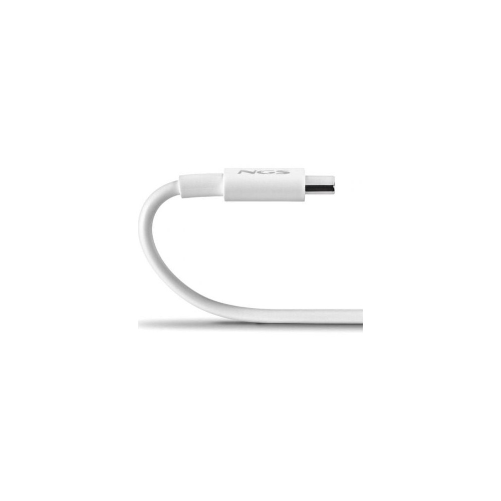Cable USB 2.0 Tipo-C NGS ZYRO 60W-1/ USB Tipo-C Macho - USB Tipo-C Macho/ Hasta 60W/ 480Mbps/ 1m/ Blanco