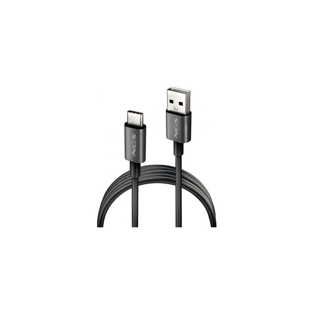 Cable USB 2.0 NGS ZYRO-AC/ USB Macho - USB Tipo-C Macho/ Hasta 15W/ 480Mbps/ 1m/ Negro