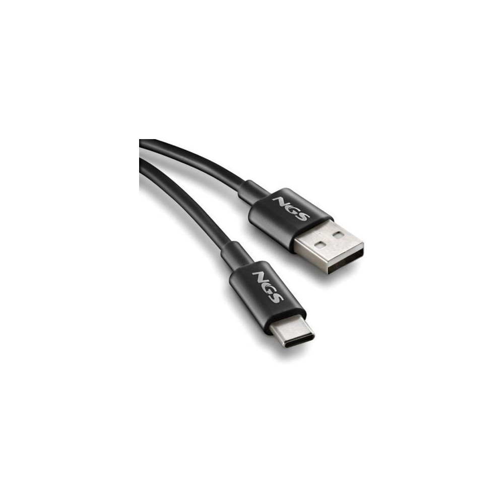 Cable USB 2.0 NGS ZYRO-AC/ USB Macho - USB Tipo-C Macho/ Hasta 15W/ 480Mbps/ 1m/ Negro