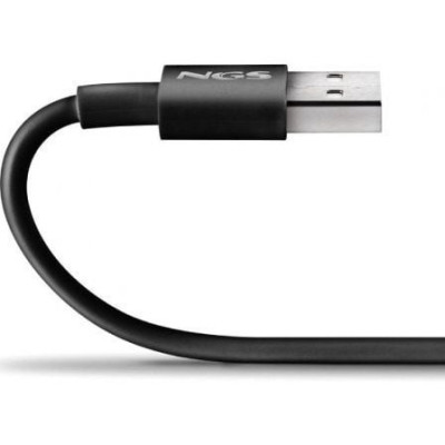 Cable USB 2.0 NGS ZYRO-AC/ USB Macho - USB Tipo-C Macho/ Hasta 15W/ 480Mbps/ 1m/ Negro