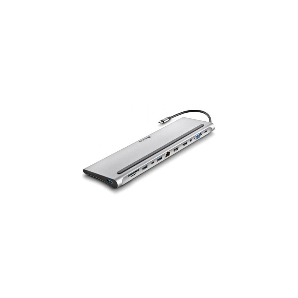 Docking USB Tipo-C NGS WonderDock12/ 3xUSB/ 2xHDMI 4K/ 1xVGA/ 1xRJ45/ 1xLector de Tarjetas/ 1xJack 3.5/ 1xUSB Tipo-C PD/ Gris