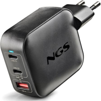 Cargador de Pared GaN NGS BUD100WTINY 100W/ 2xUSB Tipo-C/ 1xUSB/ 100W