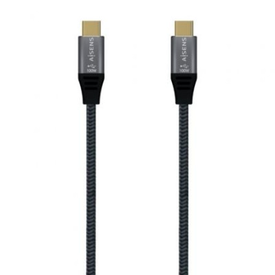 Cable USB 3.2 Tipo-C Aisens A107-0670 20GBPS 100W/ USB Tipo-C Macho - USB Tipo-C Macho/ Hasta 100W/ 20Gbps/ 60cm/ Gris