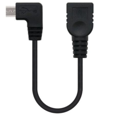 Cable USB 2.0 Nanocable 10.01.3600/ MicroUSB Macho - USB Hembra/ 15cm/ Negro