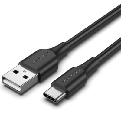 Cable USB 2.0 Tipo-C Vention CTHBF/ USB Tipo-C Macho - USB Macho/ 480Mbps/ 1m/ Negro