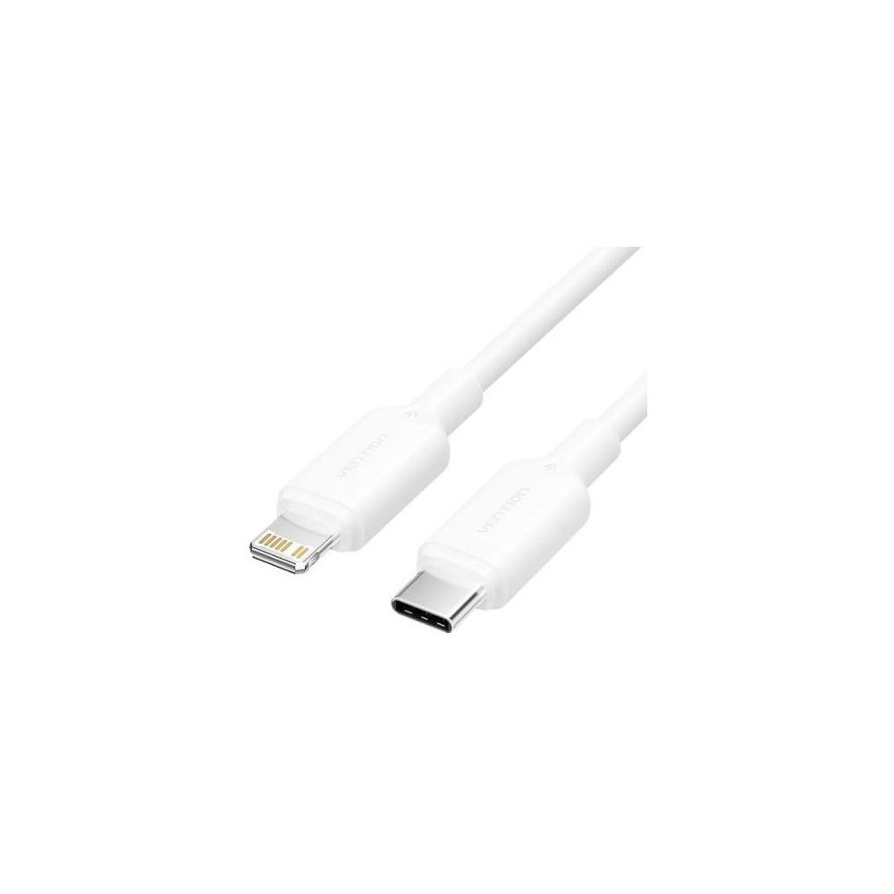 Cable USB 2.0 Tipo-C Lightning Vention LAKWH/ USB Tipo-C Macho - Lightning Macho/ Hasta 27W/ 480Mbps/ 2m/ Blanco