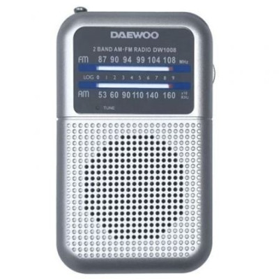 Radio Portátil Daewoo DW1008/ a Pilas/ Plata