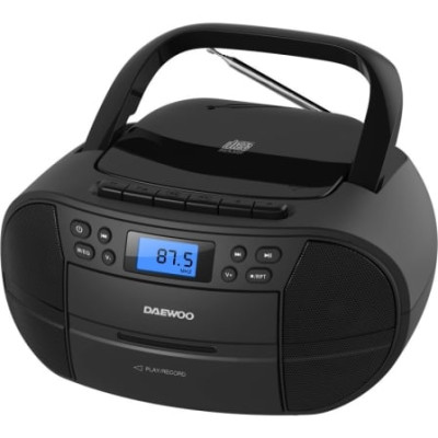 Radio CD Daewoo DW3014/ 4W/ a Pilas/ con Cable/ Negro