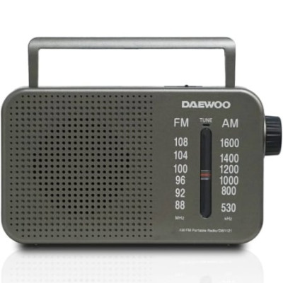 Radio Portátil Daewoo DW1121/con Cable/ a Pilas/ Gris