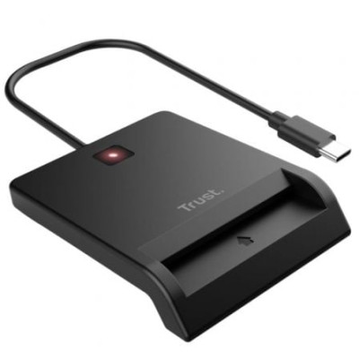 Lector de Tarjetas Inteligentes Trust Primo 26253/ USB Tipo-C/ Negro