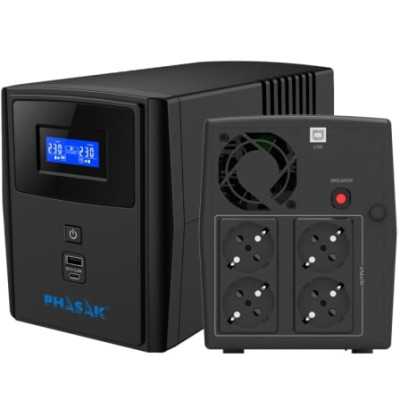 SAI Línea Interactiva Phasak SIRIUS 1560 VA Interactive/ 1560VA-900W/ 4 Salidas/ Formato Torre