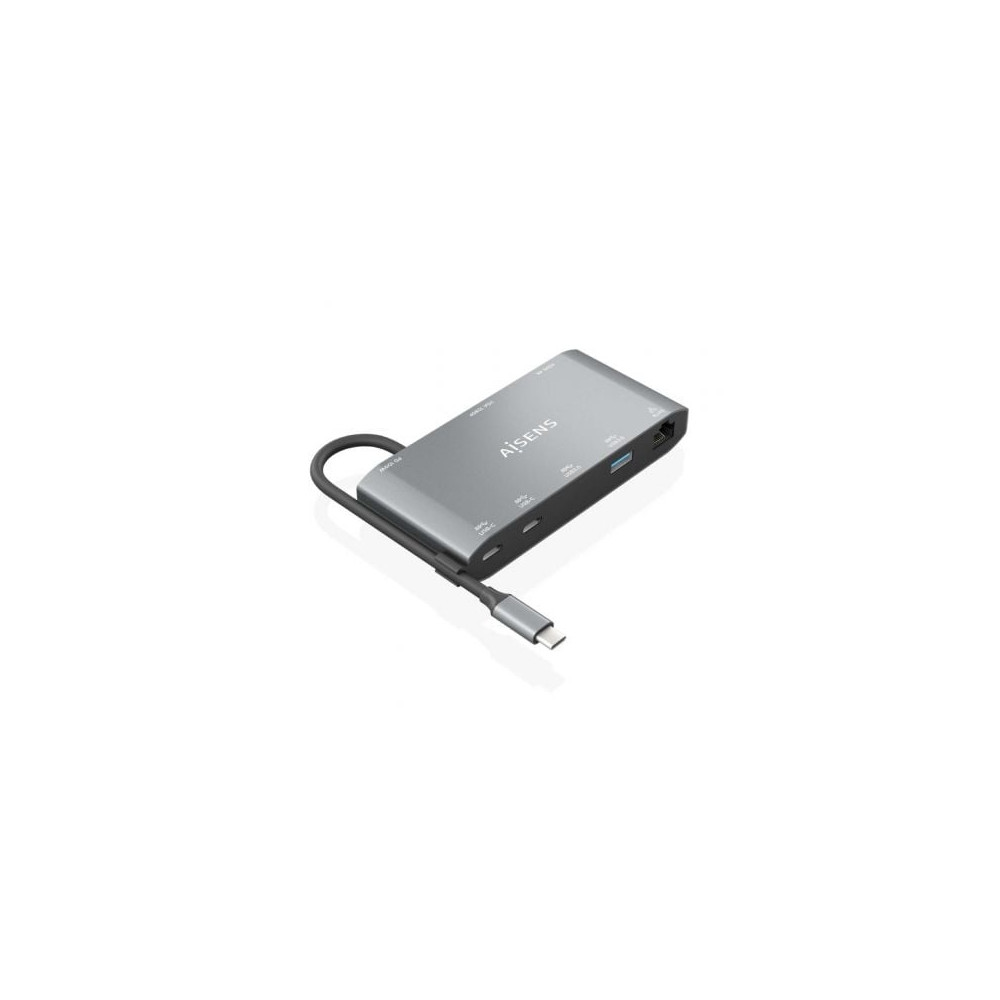Docking USB Tipo-C Aisens ASUC-8P010-GR/ 1xHDMI 4K/ 1xVGA/ 2xUSB/ 1xRJ45/ 2xUSB Tipo-C/ 1xUSB Tipo-C PD/ Gris | Docks
